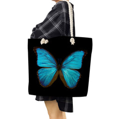 Butterfly Print Large Beach Tote Bag