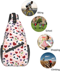 Cartoon Panda Pattern Sling Bag for Travel Hiking