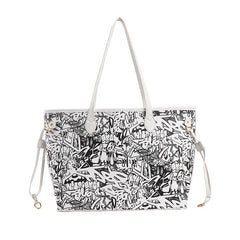 Cartoon Pattern Tote Bag PU Leather Women's Handbags Shopper Shoulder Bag