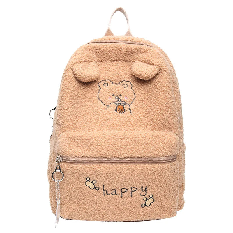 Plush Ins Backpack Schoolbag for Teenage Girls