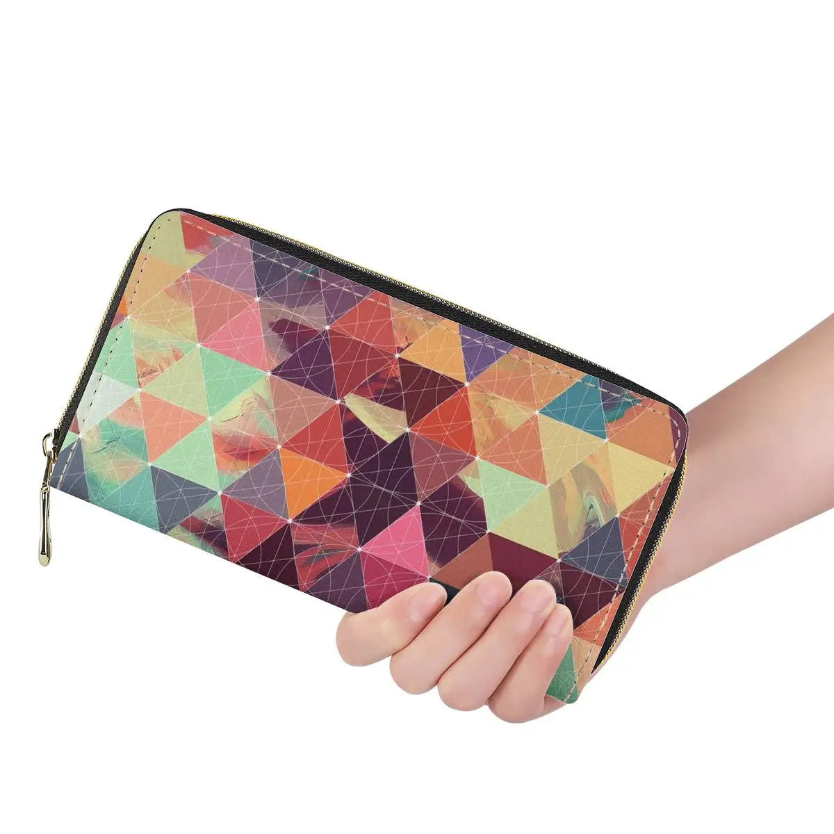 Cartoon Pug Floral Print Long Wallet Zipper Clutch Bag