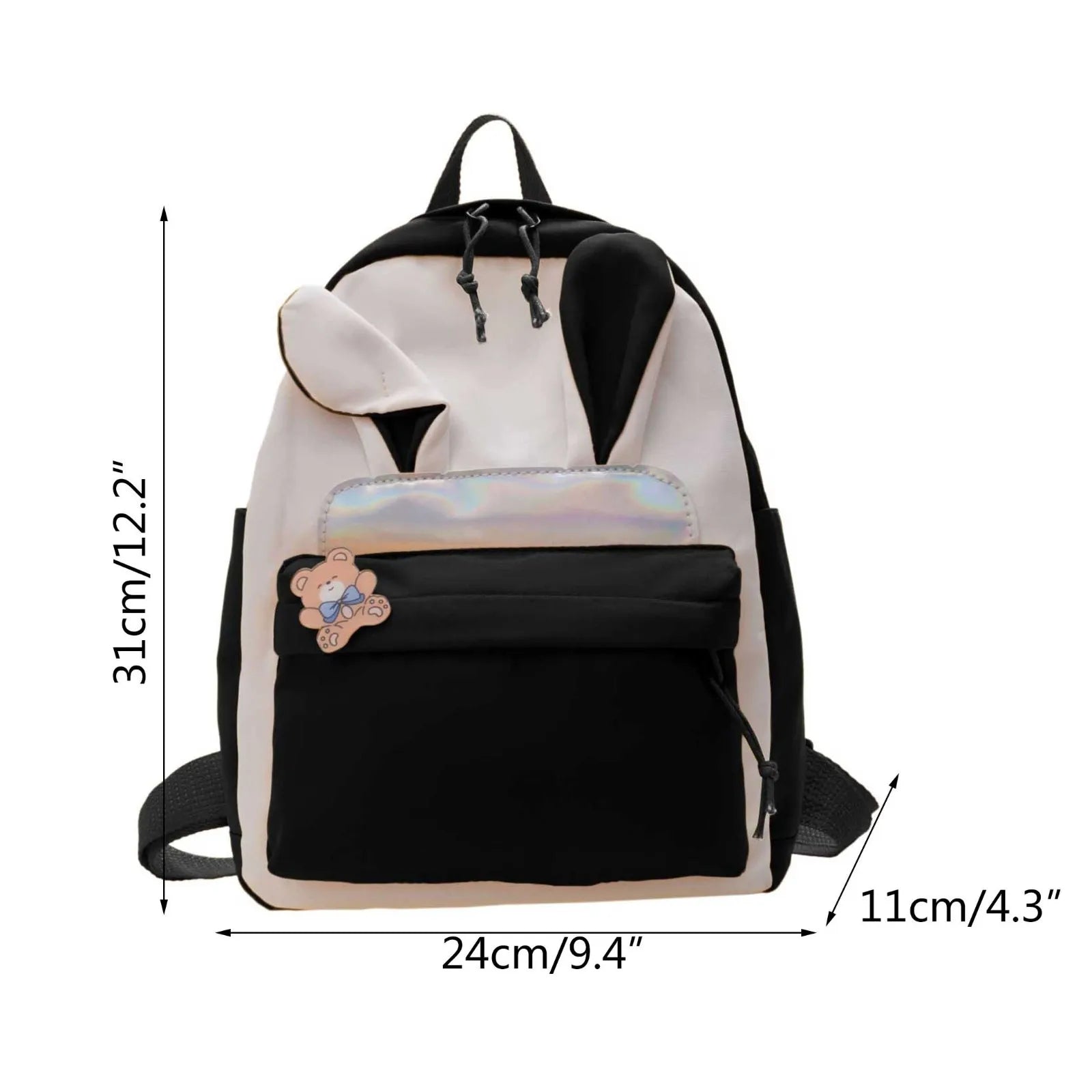 Kids Cartoon Rabbit Ear Schoolbag Canvas Zipper Travel Backpack