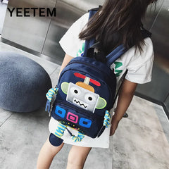 Cartoon Robot Kids School Bag Kindergarten Boys Girls Anti-lost Backpack