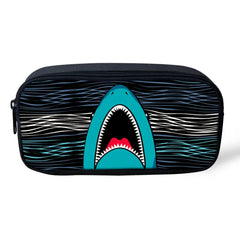 Cartoon Shark Pattern Girl Toiletry Bag Pencil Bag for School Supplies