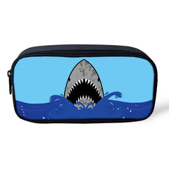 Cartoon Shark Pattern Girl Toiletry Bag Pencil Bag for School Supplies