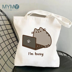 Women's Cartoon Shoulder Bag I'm Busy Casual Large Capacity Eco Shopping Bags