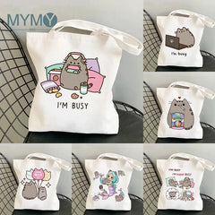 Women's Cartoon Shoulder Bag I'm Busy Casual Large Capacity Eco Shopping Bags