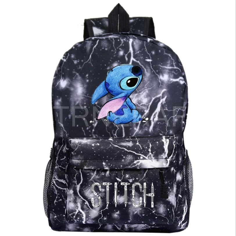 Stitch Backpack Kids School Bags Galaxy Space Women Men Casual Starry Night