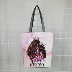 Cartoon Mama Printed Tote Shoulder Bag Mom Baby Women Casual Handb