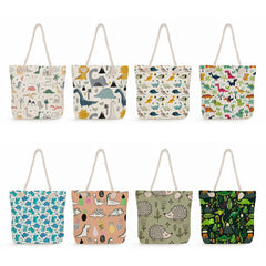 Dinosaur Print Shoulder Bag Cartoon Tote Women Handbag Large Capacity Shopping B