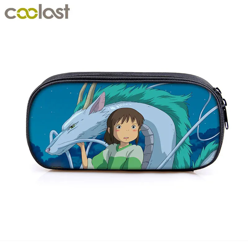 Totoro/Spirited Away Cartoon Cosmetic Case Pencil Bag for Boys Girls