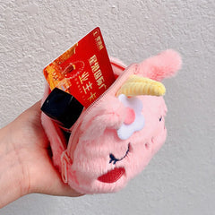 Unicorn Plush Hand Strap Coin Purse PVC Clutch Bag