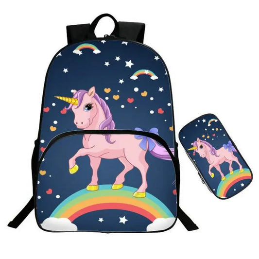 Unicorn Print School Bags Kids Backpack Girls Teen Mochila Colorful Bookbag