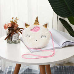 Cute Unicorn Shoulder Bag for Women Corduroy Square Belt Crossbody Purse