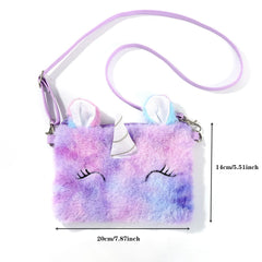 Cute Unicorn Shoulder Bag for Women Corduroy Square Belt Crossbody Purse