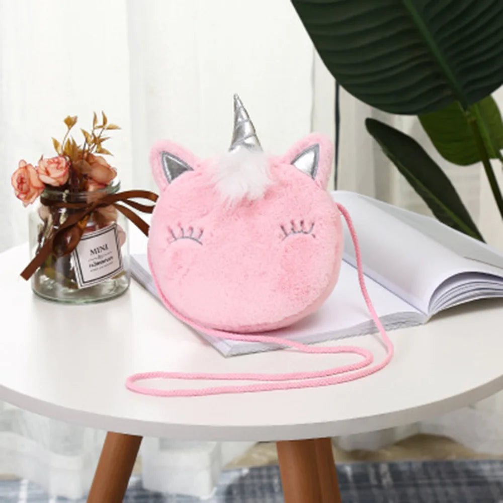 Cute Unicorn Shoulder Bag Women Corduroy Square Crossbody Purse