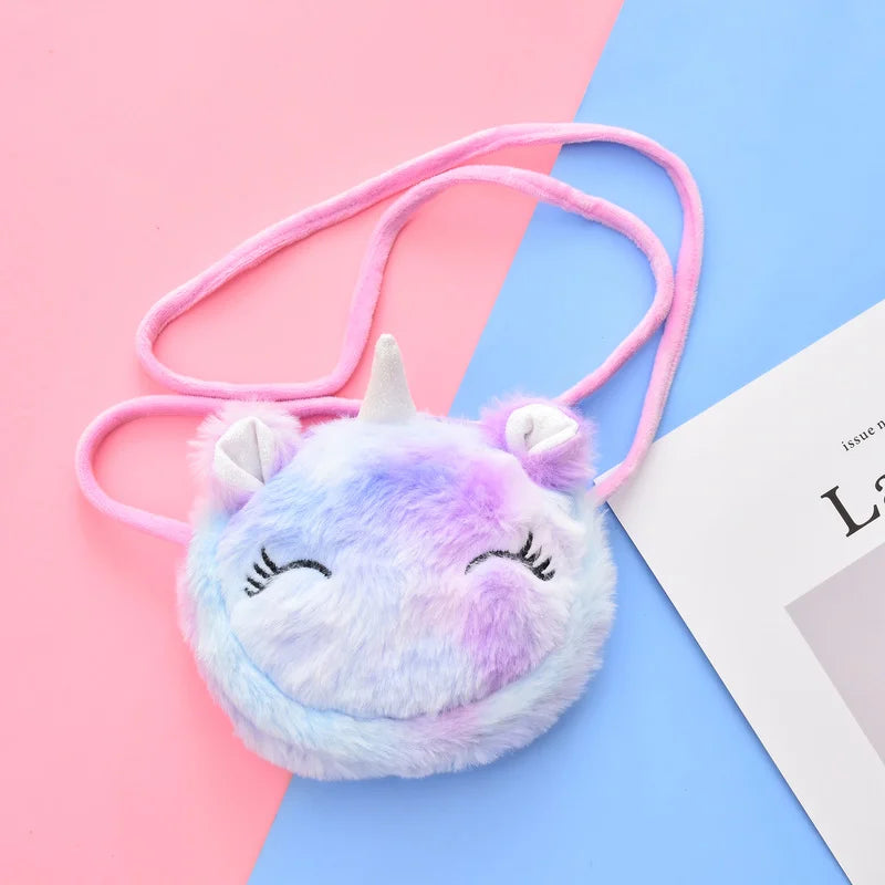 Corduroy Cartoon Unicorn Shoulder Bag for Women Girls