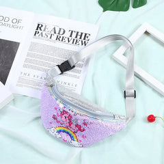 Sequin Cartoon Unicorn Waist Bag for Girls
