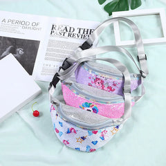 Sequin Cartoon Unicorn Waist Bag for Girls