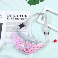 Sequin Cartoon Unicorn Waist Bag for Girls