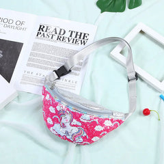 Sequin Cartoon Unicorn Waist Bag for Girls