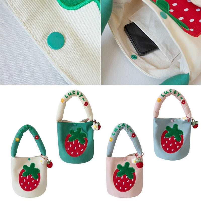 Cartoon Women Bucket Bag Student Girls Lunch Tote Purse Handbags