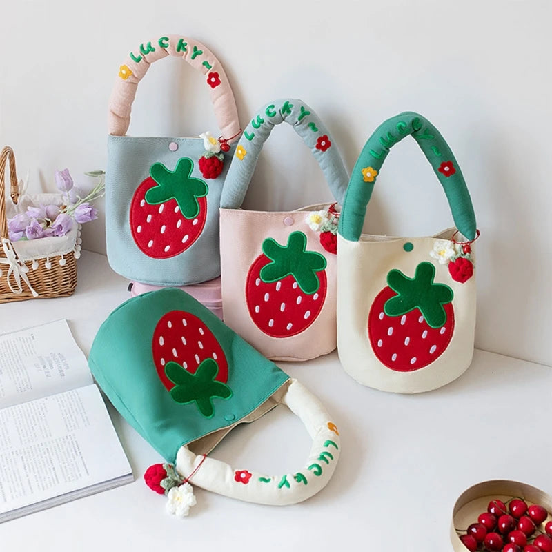 Cartoon Women Bucket Bag Student Girls Lunch Tote Purse Handbags
