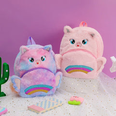 Angel Wings Plush Backpack Cartoon Big Eyes Children Backpack Girls Schoolbag