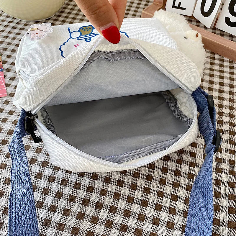 Cartoon Bear Student Shoulder Bag Casual Canvas Messenger Bag
