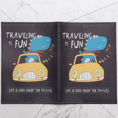 Cartoon Dinosaur Pattern Passport Holder Travel Storage Supplies
