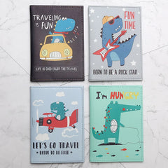 Cartoon Dinosaur Pattern Passport Holder Travel Storage Supplies