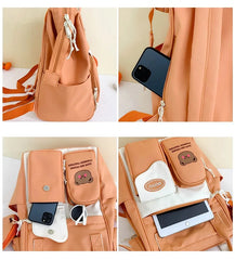 Large Capacity Cartoon Women Backpack Nylon School Bag for Girls