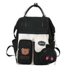Large Capacity Cartoon Women Backpack Nylon School Bag for Girls