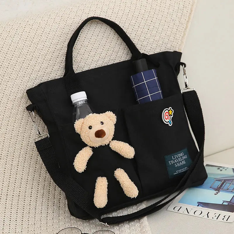 Cartoons Women Handbag Shoulder Bags Large Capacity Canvas Folding Handbags
