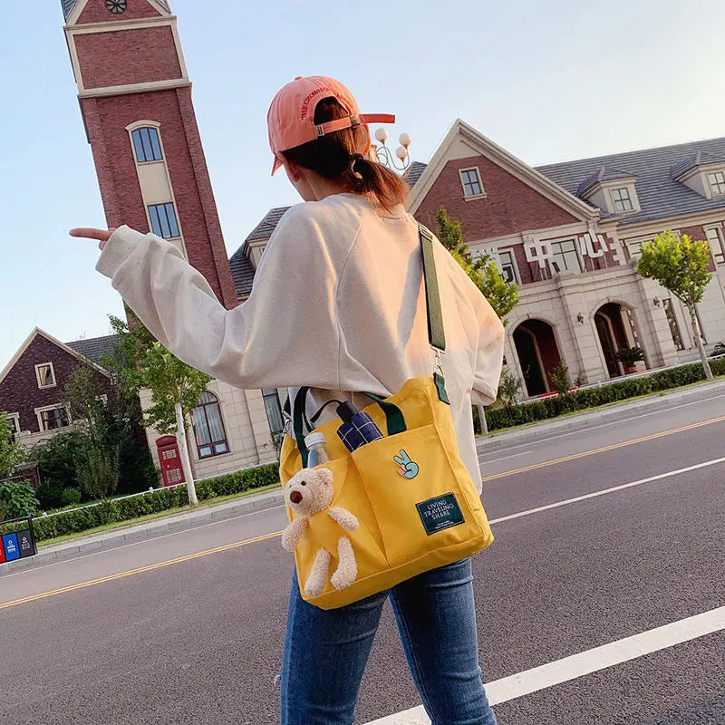 Cartoons Women Handbag Shoulder Bags Large Capacity Canvas Folding Handbags