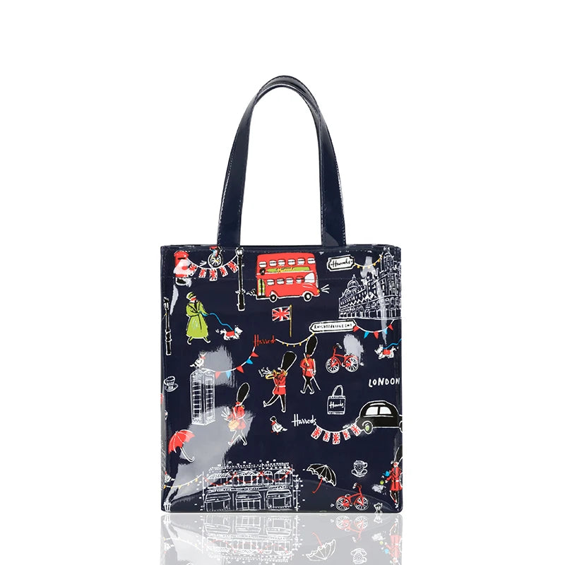 Cartton Print PVC Reusable Women's Shopping Bag Eco Friendly Flower