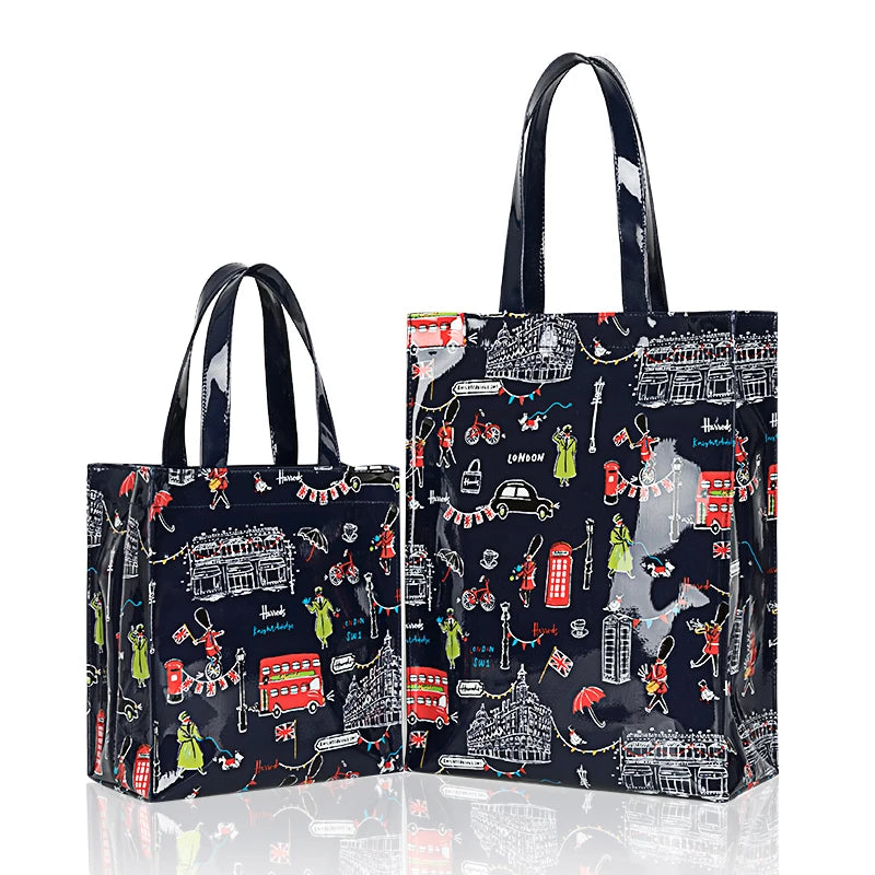 Cartton Print PVC Reusable Women's Shopping Bag Eco Friendly Flower