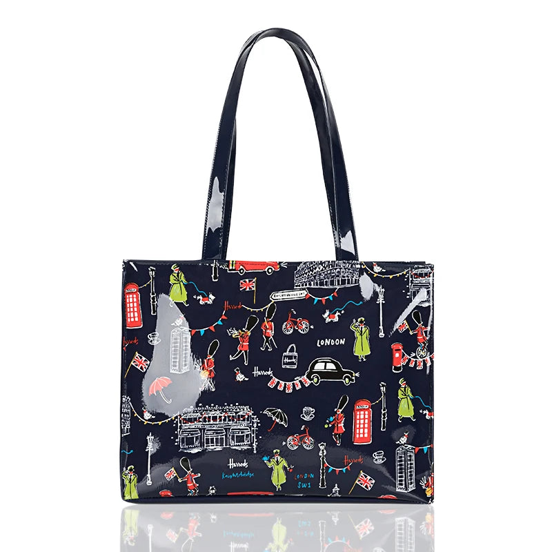 Cartton Print PVC Reusable Women's Shopping Bag Eco Friendly Flower