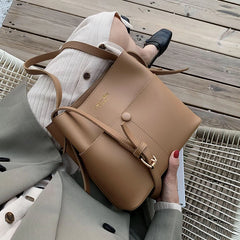Casual Buckets Bag Women Shoulder Bags Soft Pu Leather Crossbody Bag