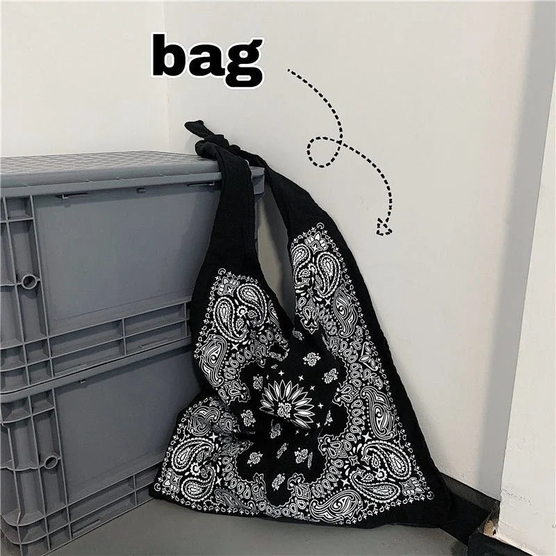 Cashew Flower Harajuku Canvas Bag Shoulder Bag Casual Bag Men And Women
