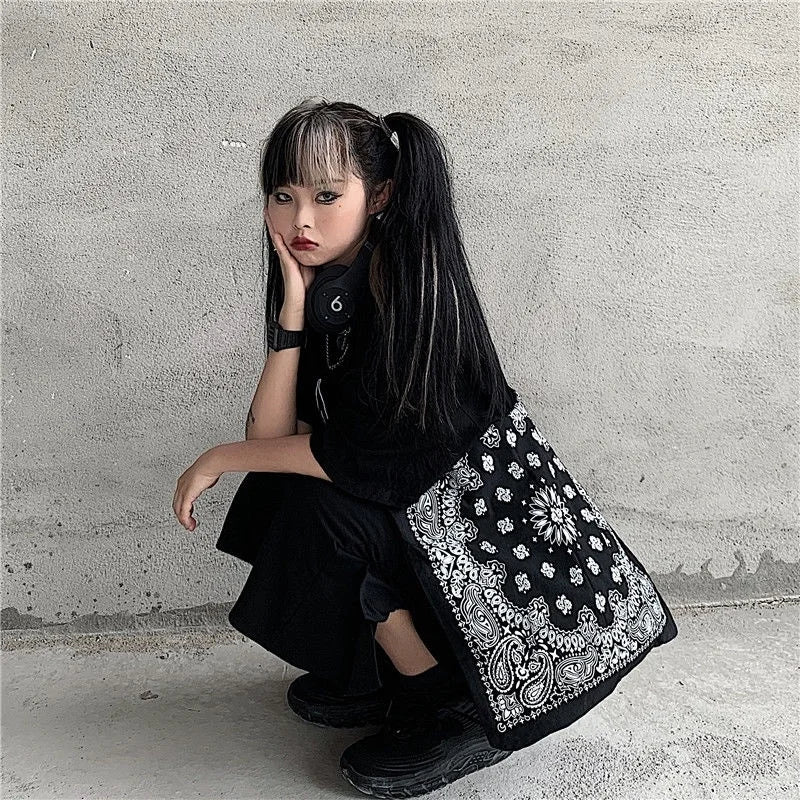 Cashew Flower Harajuku Canvas Bag Shoulder Bag Casual Bag Men And Women