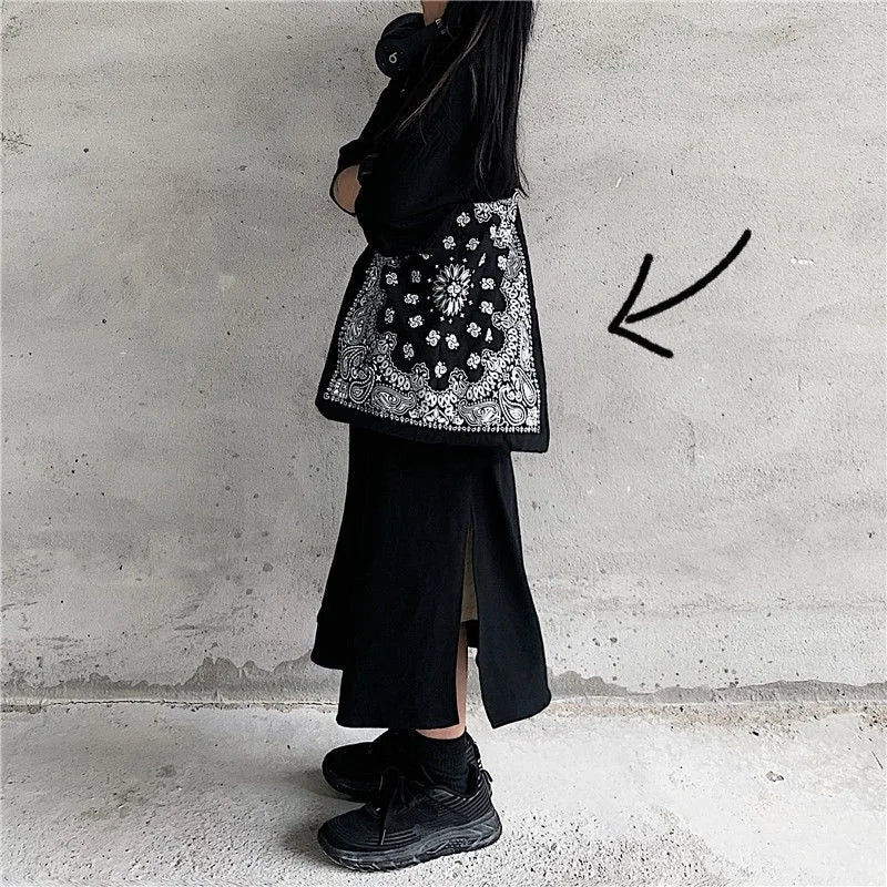 Cashew Flower Harajuku Canvas Bag Shoulder Bag Casual Bag Men And Women