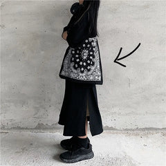 Cashew Flower Harajuku Canvas Bag Shoulder Bag Casual Bag Men And Women