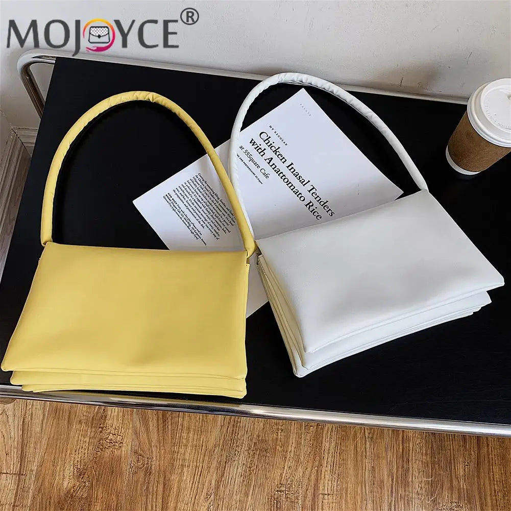 Solid Street Travel Zipper Small Handbag Soft PU Leather Underarm Bag