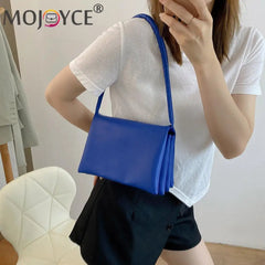 Solid Street Travel Zipper Small Handbag Soft PU Leather Underarm Bag