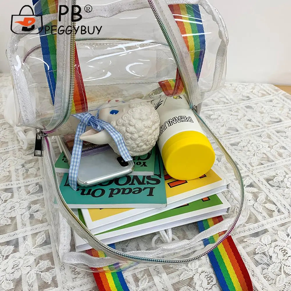 Casual All-match PVC Women's Backpack Travel Waterproof Female Zipper Schoolbags