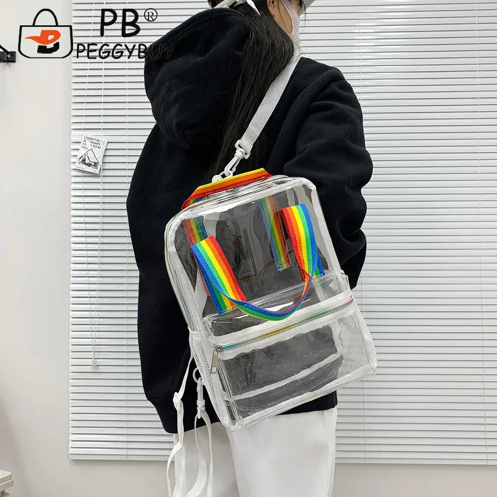 Casual All-match PVC Women's Backpack Travel Waterproof Female Zipper Schoolbags