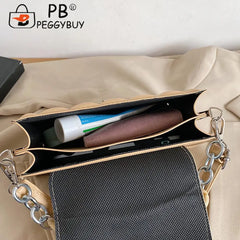 Thick Chain Handle Shoulder Crossbody Bag PU Leather Messenger Handbags