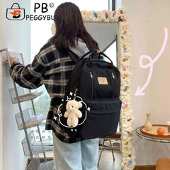 Girls Casual Bear Pendant Backpack Large Capacity Outdoor Travel Daypacks