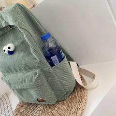 Casual Corduroy College Backpack for Women